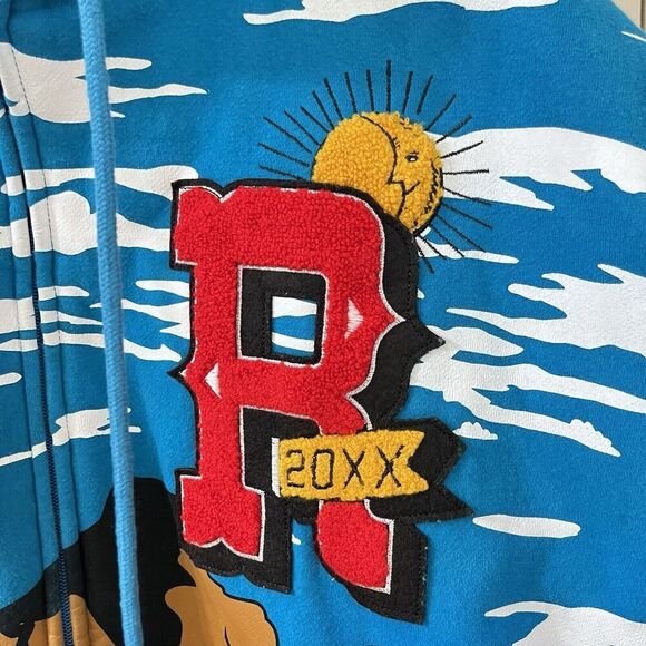 First Row Graphic Mountain Hoodie Full Zip Embroidered Applique Men's Size Large - Picture 14 of 16